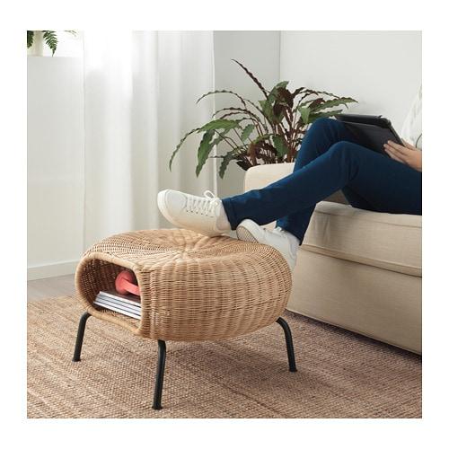 イケア（IKEA） オットマン 収納付き 籐 チャコール n80442966