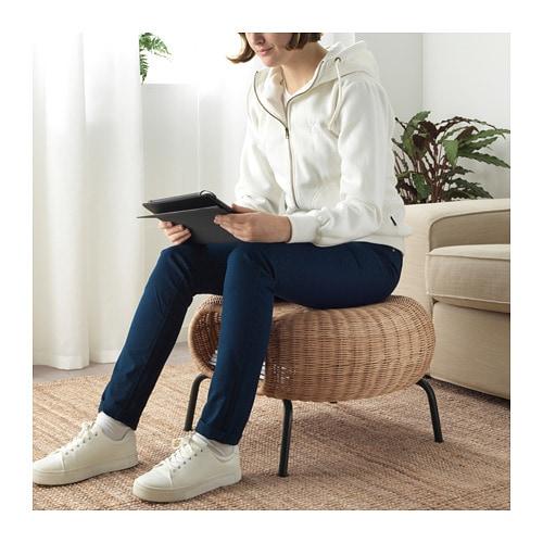 イケア（IKEA） オットマン 収納付き 籐 チャコール n80442966