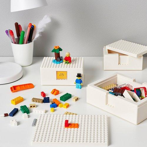 イケア IKEA レゴボックス ふた付き 3点セット ホワイト LEGO
