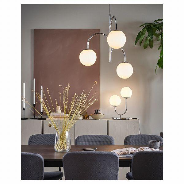 イケア（IKEA） ペンダントランプ 3アーム クロムメッキ オパール