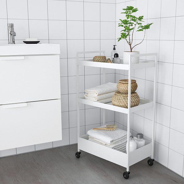 イケア（IKEA） ワゴン ホワイト 白 50.5x30x83cm キャスター付き