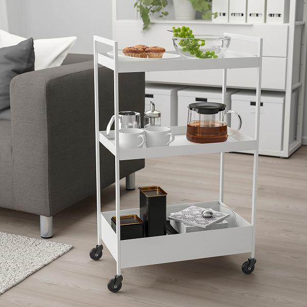 イケア（IKEA） ワゴン ホワイト 白 50.5x30x83cm キャスター付き