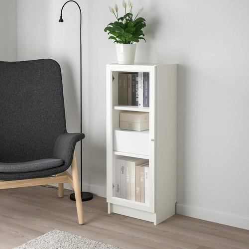 イケア（IKEA） 本棚 扉付き ホワイト/クリアガラス 40x 30x106cm