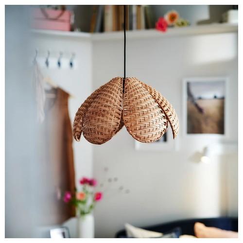 IKEA イケア ペンダントランプ ハンドメイド 籐/ブラック 45cm s69618603 SANDKORN サンドコルン HAVSDJUP ハーヴスユープの画像