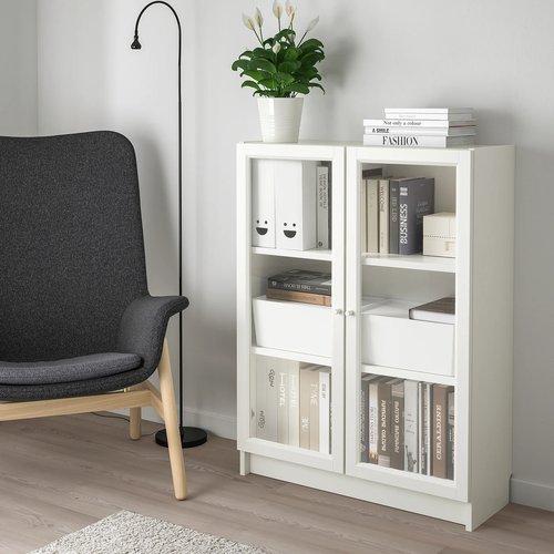 イケア（IKEA） 本棚 扉付き ホワイト/クリアガラス 80x 30x106cm