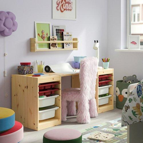 イケア（IKEA） デスク 収納ボックス/トレイ付き ライトホワイト