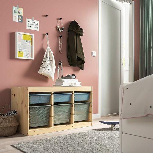 IKEA イケア TROFAST トロファスト 収納コンビネーション パイン メッシュボックスSサイズx3個 Mサイズx3個 93x44x53cm v0019_14