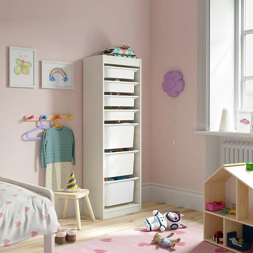 【セット商品】IKEA イケア 収納コンビネーション ホワイト ボックスSサイズx4個 ボックスMサイズx3個 46x30x146cm v0075 TROFAST トロファスト_1