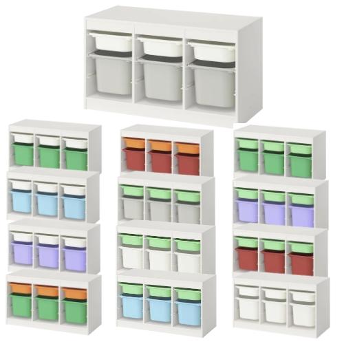 IKEA トロファスト フレーム白 収納ボックス付き　4棚　セット TROFAST トロファスト 収納コンビネーション, ホワイト/ホワイト