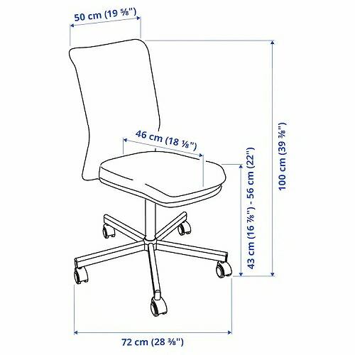 イケア（IKEA） 回転チェア デスク用チェア ヴィースレ ブラック 黒
