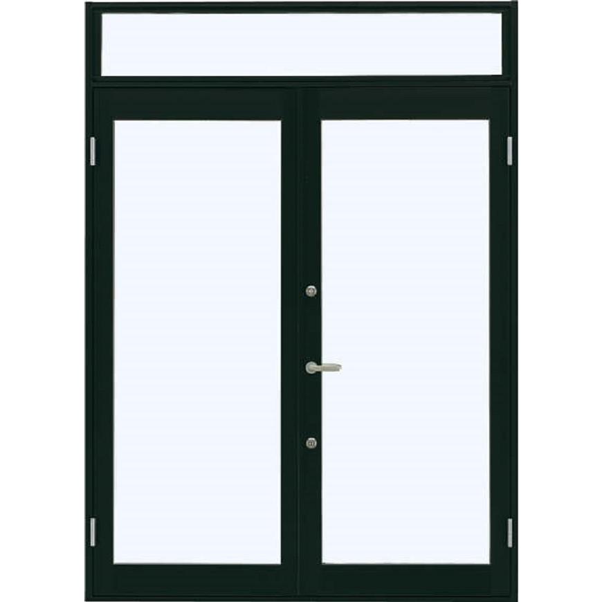 7TD 店舗ドア 両開き ランマ付き 2ロック仕様 Low-E複層ガラス仕様 中桟なし W：1，690mm × H：2，330mm 店舗 土間納まり YKK AP