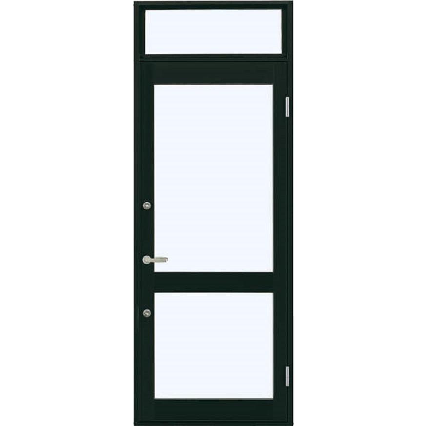7TD 店舗ドア 片開き ランマ付き 2ロック仕様 Low-E複層ガラス仕様 中桟付き W：868mm × H：2，330mm 店舗 土間納まり YKK AP