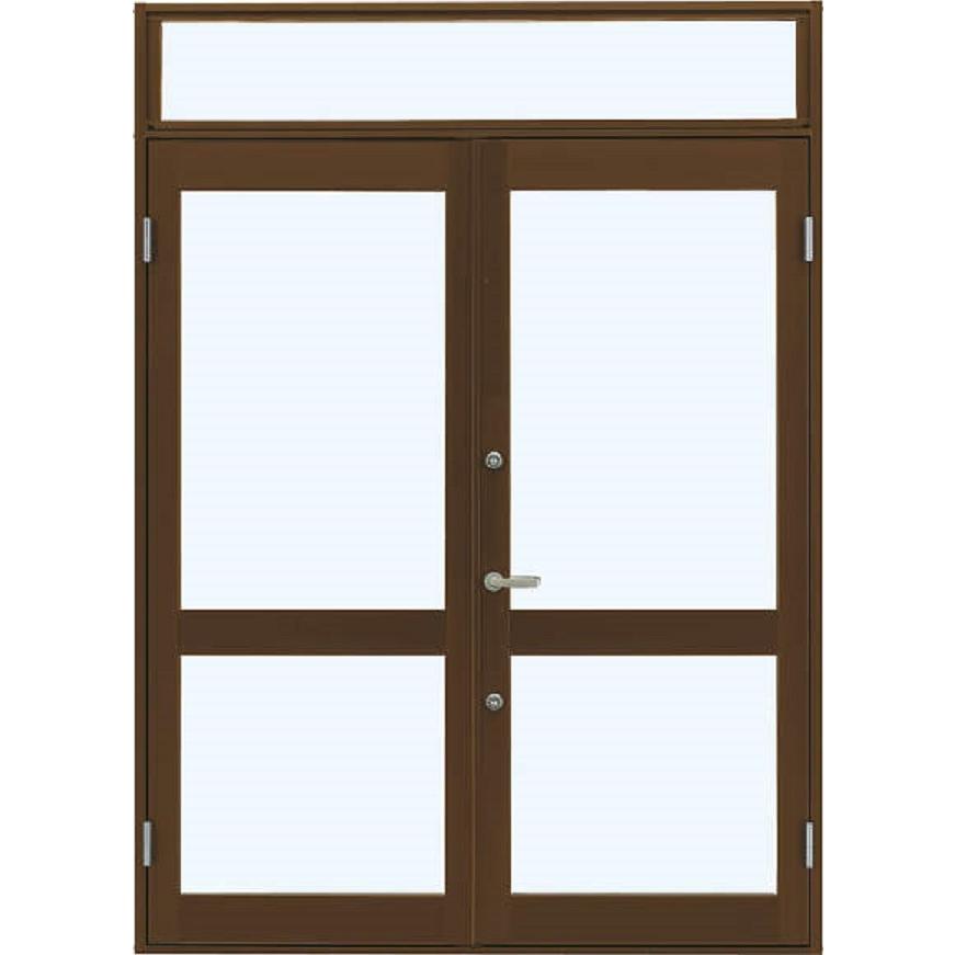 7TD 店舗ドア 両開き ランマ付き 2ロック仕様 単板ガラス 中桟付き W：1，690mm × H：2，330mm 店舗 土間納まり YKK AP