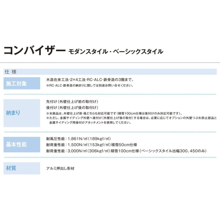 コンバイザー モダンスタイル 出幅:600mm 165060 W:1,810mm コンバイザー モダンスタイル 出幅:600mm 165060 W:1,810mm
