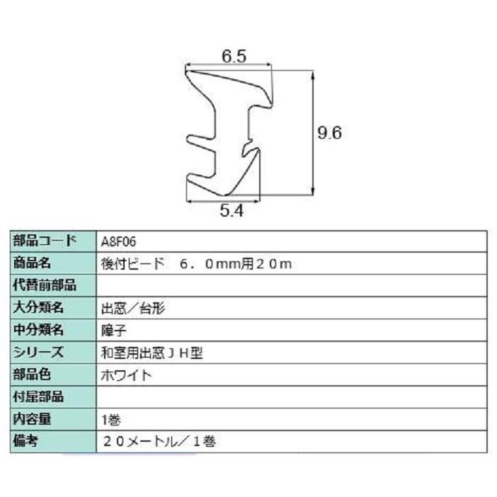後付グレイチングビード 20m / 1巻 A□F06 交換用 部品 LIXIL リクシル TOSTEM トステム | LIXIL | 01