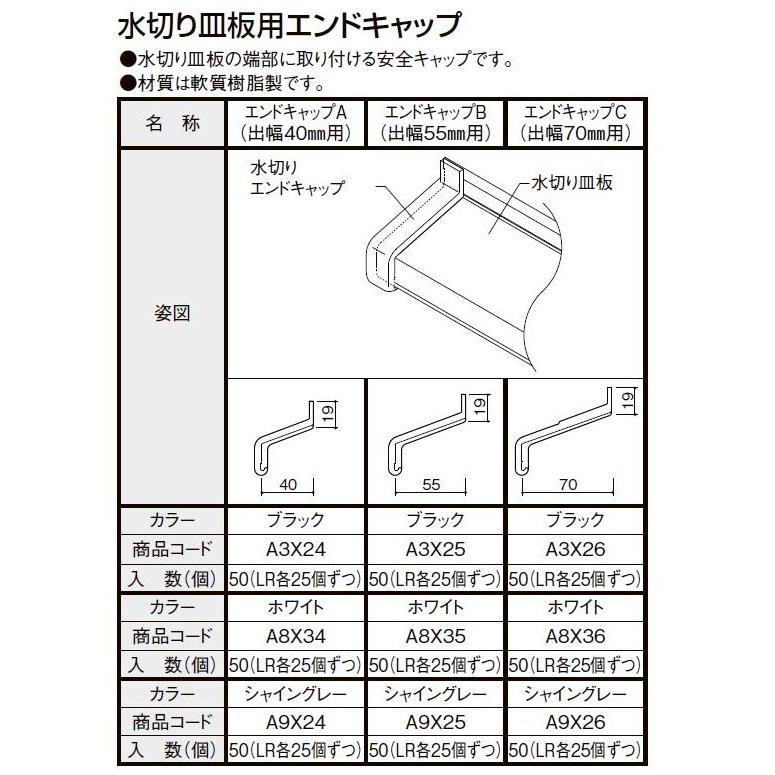 エンドキャップB / 出幅55mm用 入数：50個 製品色：シャイングレー A9X25(50) LIXIL リクシル TOSTEM トステム | LIXIL | 01