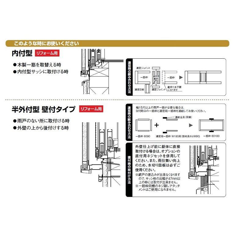 雨戸一筋 半外付型 壁付けタイプ 枠付き 新寸法 16511 一筋W：1，746mm × 一筋H：1191.5mm LIXIL リクシル TOSTEM トステム