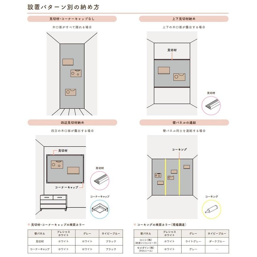 LIXIL（リクシル） 猫壁 壁パネル(見切材 + コーナーキャップ付) 寸法