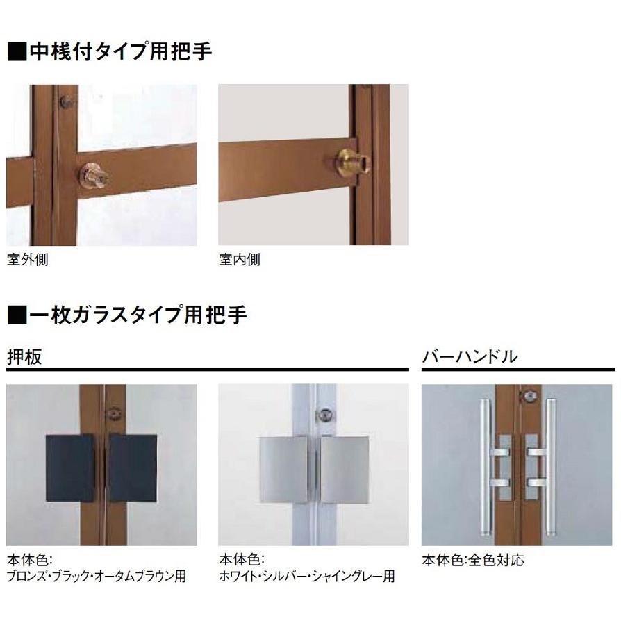クリエラガラスドア 内付型 1枚ガラス仕様 両開き両把手ランマ付き