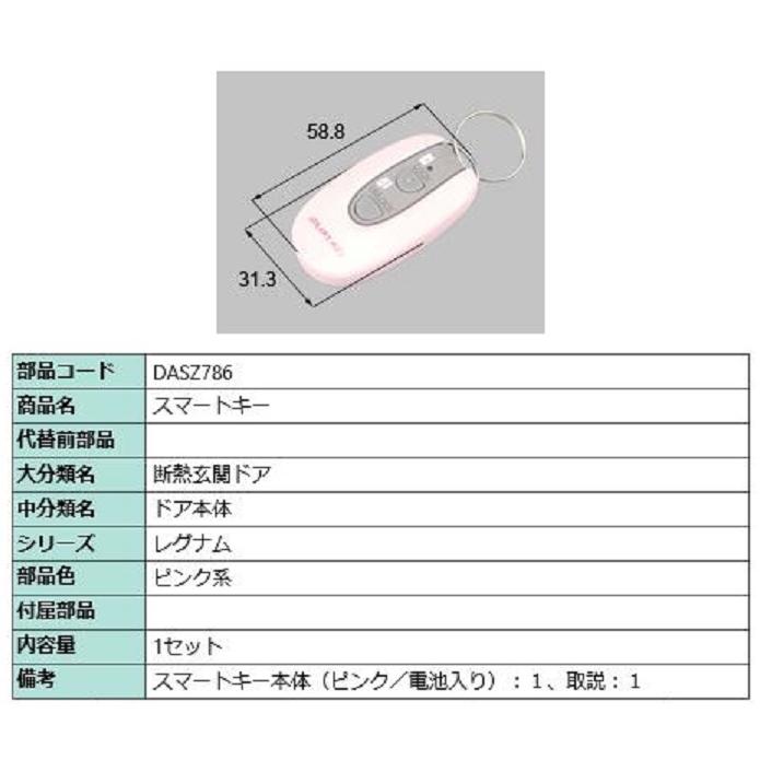 スマートキー / 1セット入り 部品色：ピンク系 DASZ786 交換用 部品