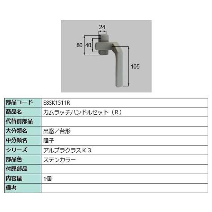 カムラッチハンドルセット / R 部品色：ステンカラー E8SK1511R 交換用