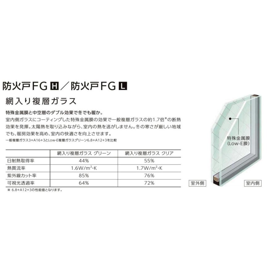 防火戸FG-H 面格子付き 上げ下げ窓FS Low-E複層ガラス(網入り) / アルミスペーサー仕様 06009 W：640mm × H：970mm LIXIL リクシル TOSTEM トステム_2