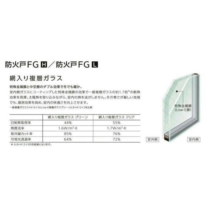 防火戸FG-L FIX窓 内押縁タイプ Low-E複層ガラス(網入り 防火戸FG-L FIX窓 内押縁タイプ Low-E複層ガラス(網入り