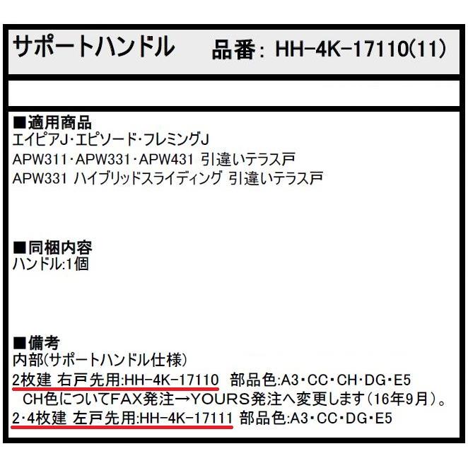 サポートハンドル / 1個入り HH-4K-17110 / HH-4K-17111 交換用 部品 YKK AP_1