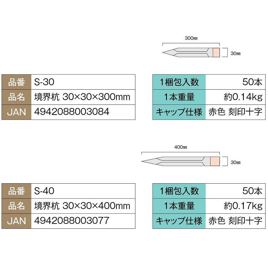 樹脂製 境界杭 BA-45 / 70mm × 70mm × 450mm 20本入り 大研化成工業 |  | 02