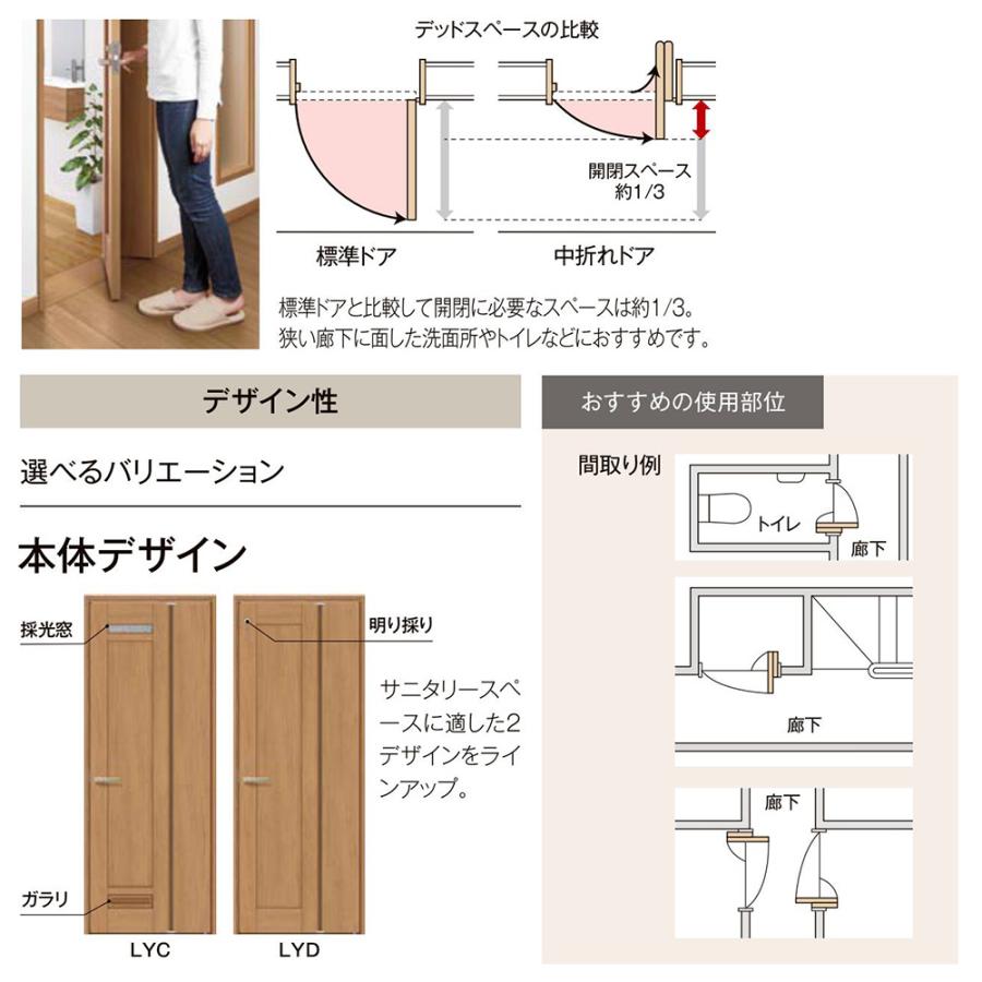 LIXIL ラシッサS 中折れドア / ノンケーシング枠 鍵付き仕様 デザイン