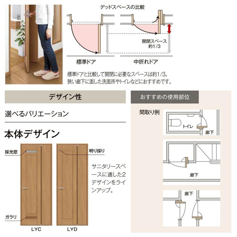LIXIL（リクシル） ラシッサS 中折れドア / ノンケーシング枠 錠付き