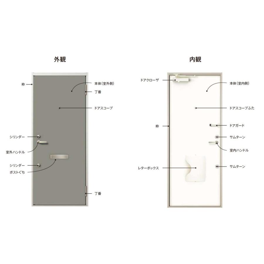 リジェーロα 11型 ランマなし K4   1ロック仕様 特注寸法 W：705〜841mm H：1,712〜2,118mm アパート 玄関  ドア リクシル LIXIL - 3