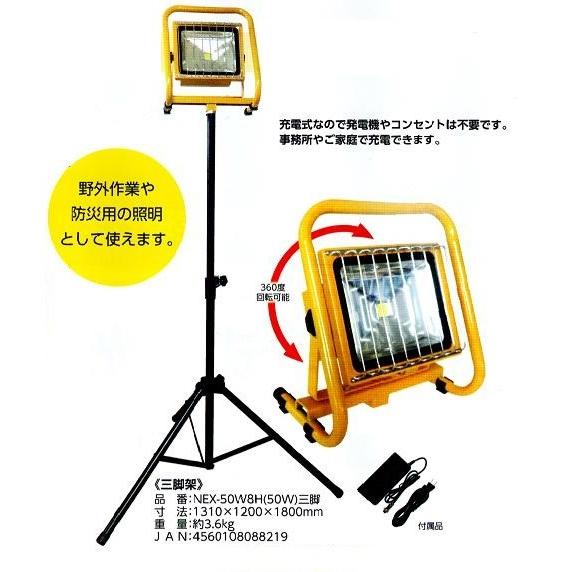 LED 充電式 投光器 NEX-50W8H(50W) 防水・防塵 IP65 NEXcell ネクセル 