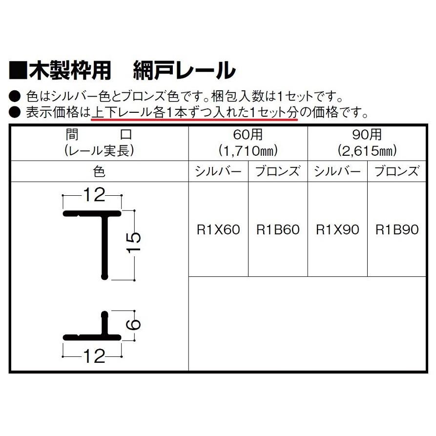 網戸レール 木製枠用 上下レール入り 90用 レール実直 2 615mm R1x90 R1b90 Lixil リクシル Tostem トステム R1x90 Clair 通販 Yahoo ショッピング