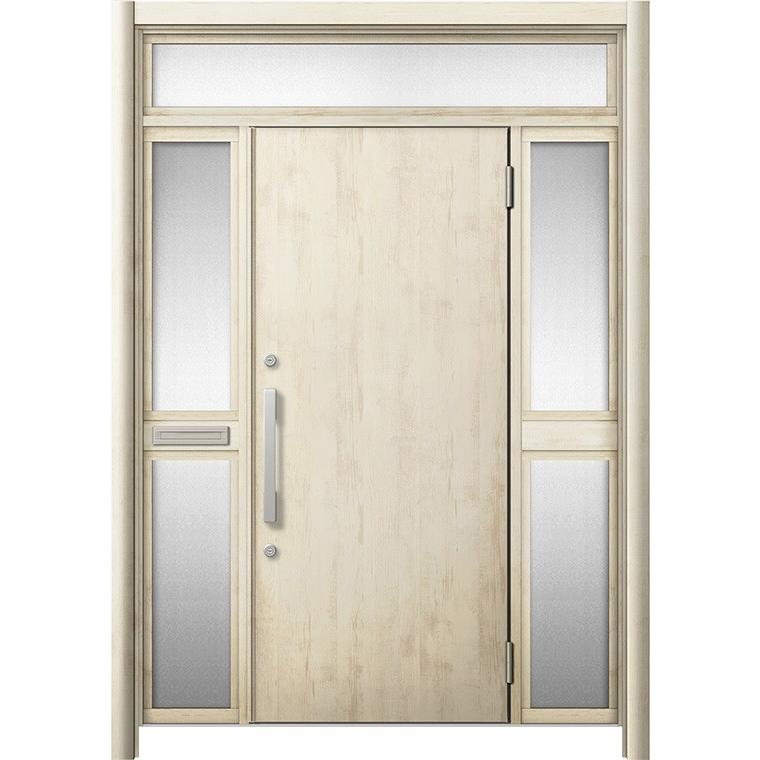 即納 大特価 リシェント 玄関ドア3 断熱仕様 非防火 K4 M17型 木目調 両袖ランマ付中桟付ポスト付 特注サイズ W 1 312 1 695mm H 1 974 2 600mm Lixil Tostem ドア 扉 板戸 障子