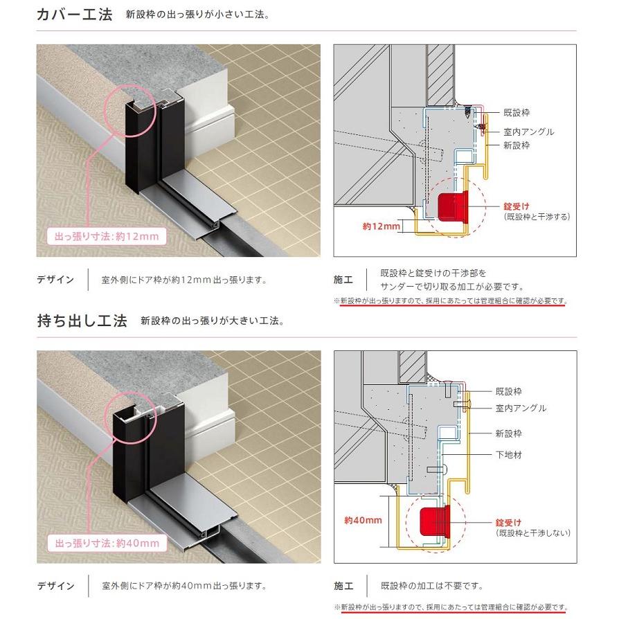リシェント マンションドア / カバー工法 J17型 2ロック仕様 特注 W：686〜850mm × H：1，733〜2，100mm LIXIL リクシル TOSTEM トステム_3