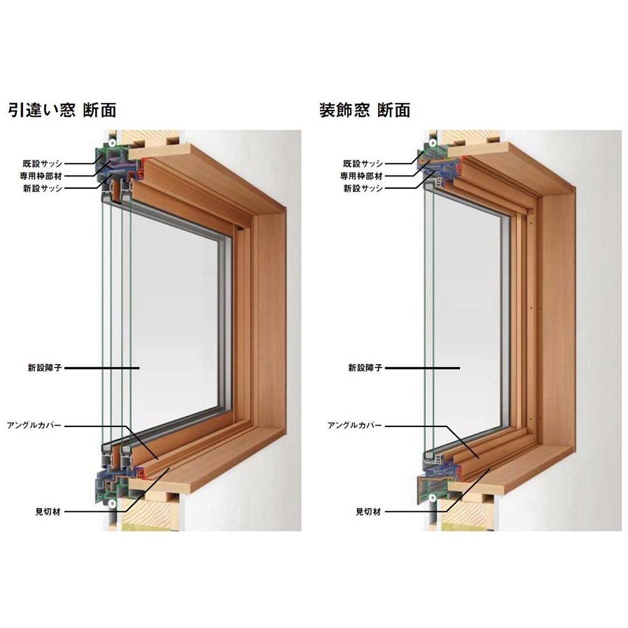 リプラス 専用枠 引違い窓 2枚建て 浴室窓単独交換 既設枠(内付・半外 