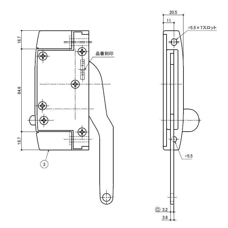 オペレーター本体 / 外観右吊元用 部品色：グレー TTA36DR 交換用 部品 LIXIL リクシル TOSTEM トステム |  | 01