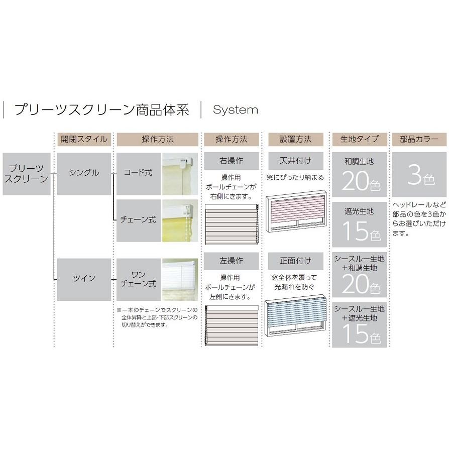 プリーツスクリーン 和調生地 シングル コード式 特注サイズ W：1,605〜2,000mm × H：300〜600mm LIXIL リクシル TOSTEM トステム |  | 04