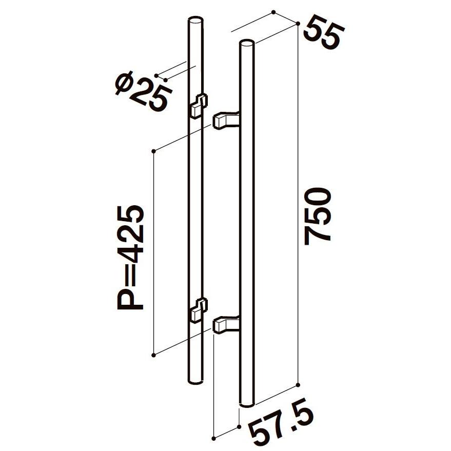 押棒スリム750 / 1セット入り 部品色：アルミブラック YAYT426 交換用 部品 ビルサッシ LIXIL リクシル TOSTEM トステム | LIXIL