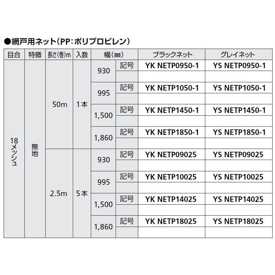 網戸用ネット PPポリプロピレン 50m × 1,500mm / 1本入り メッシュ数：18 NETP1450-1 YKK AP |  | 01