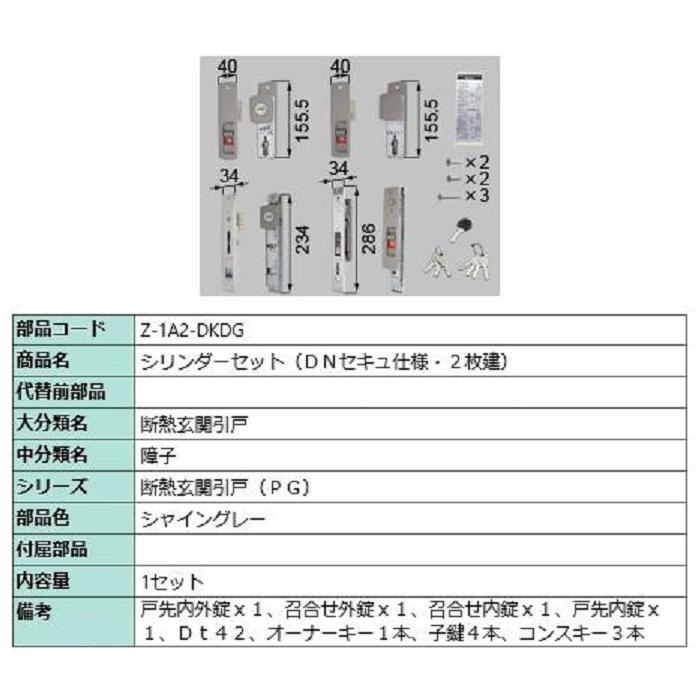 シリンダーセット / DNセキュ仕様 2枚建て用 部品色：シャイングレー Z