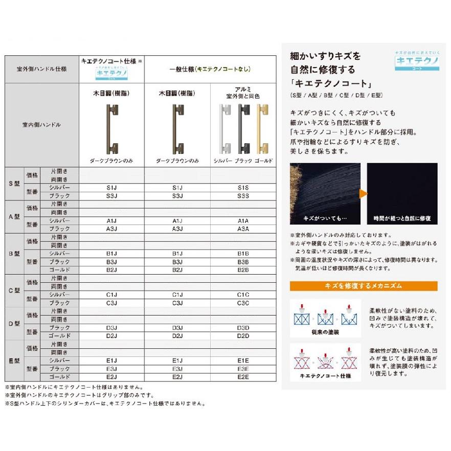 S型ハンドル タッチ・システムキー / 片開き用 室内：樹脂(キエテクノ