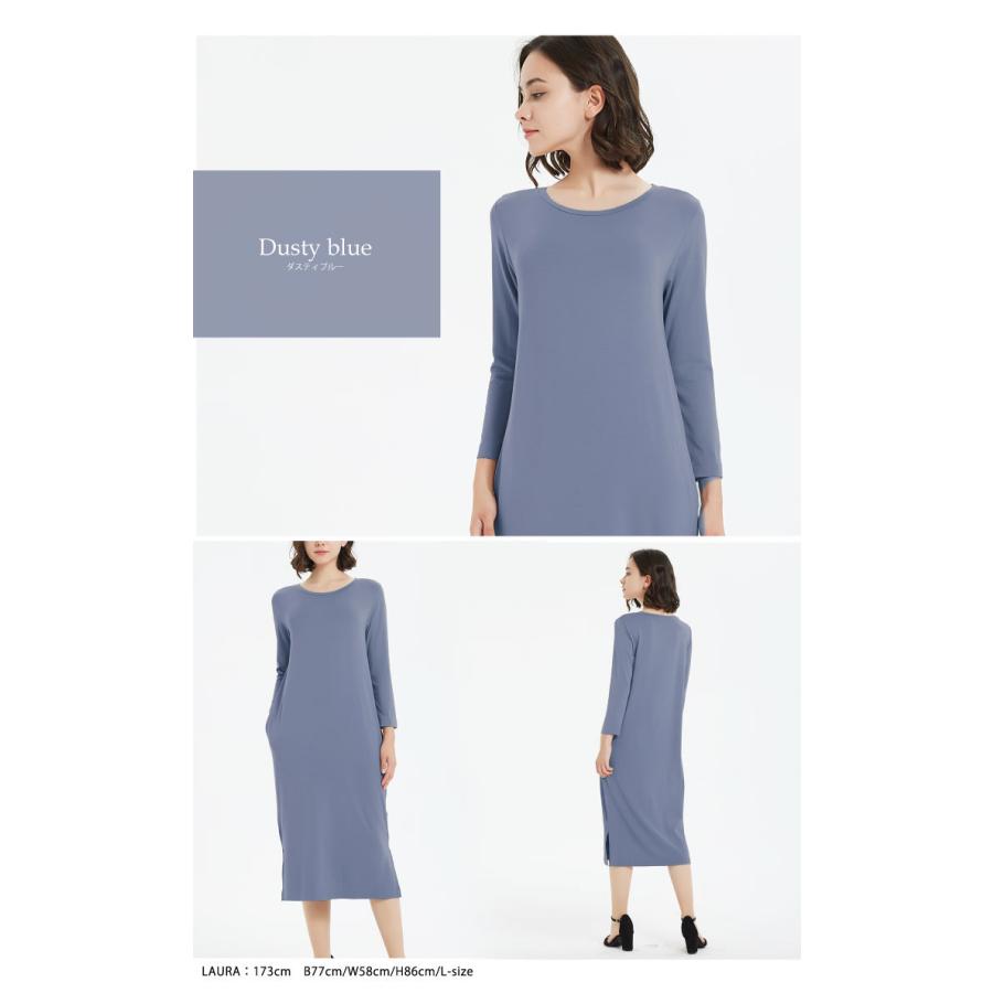 レーヨン 96 さらさら 伸縮性 透けない 膝丈 七分袖 ワンピース パジャマ ルームウェア レディース 春 ミディ丈 30代 40代 ファッション 171 171 ルシェルクレール Le Ciel Clair 通販 Yahoo ショッピング