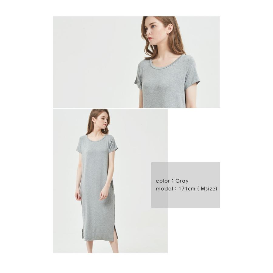 Tシャツ ワンピース ひざ下 レディース 半袖 春 ゆったり レーヨン ルームウェア Tワンピ ミディ丈 膝丈 30代 40代 ファッション 174 174 ルシェルクレール Le Ciel Clair 通販 Yahoo ショッピング
