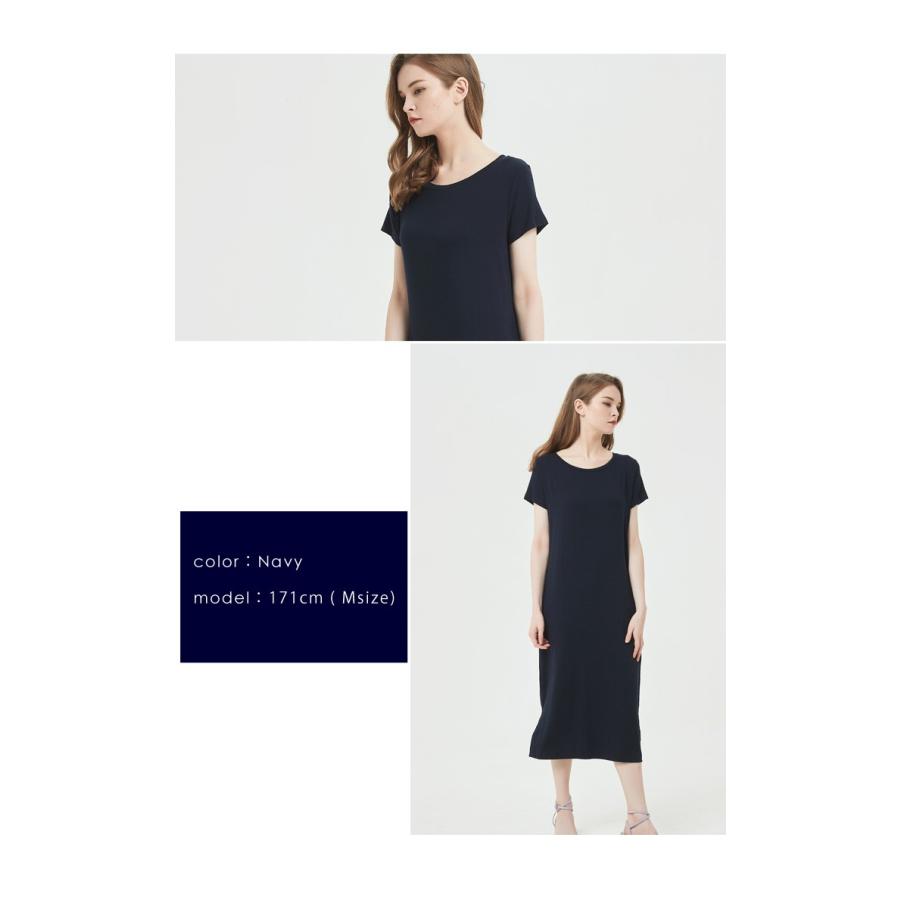 Tシャツ ワンピース ひざ下 レディース 半袖 春 ゆったり レーヨン ルームウェア Tワンピ ミディ丈 膝丈 30代 40代 ファッション 174 174 ルシェルクレール Le Ciel Clair 通販 Yahoo ショッピング