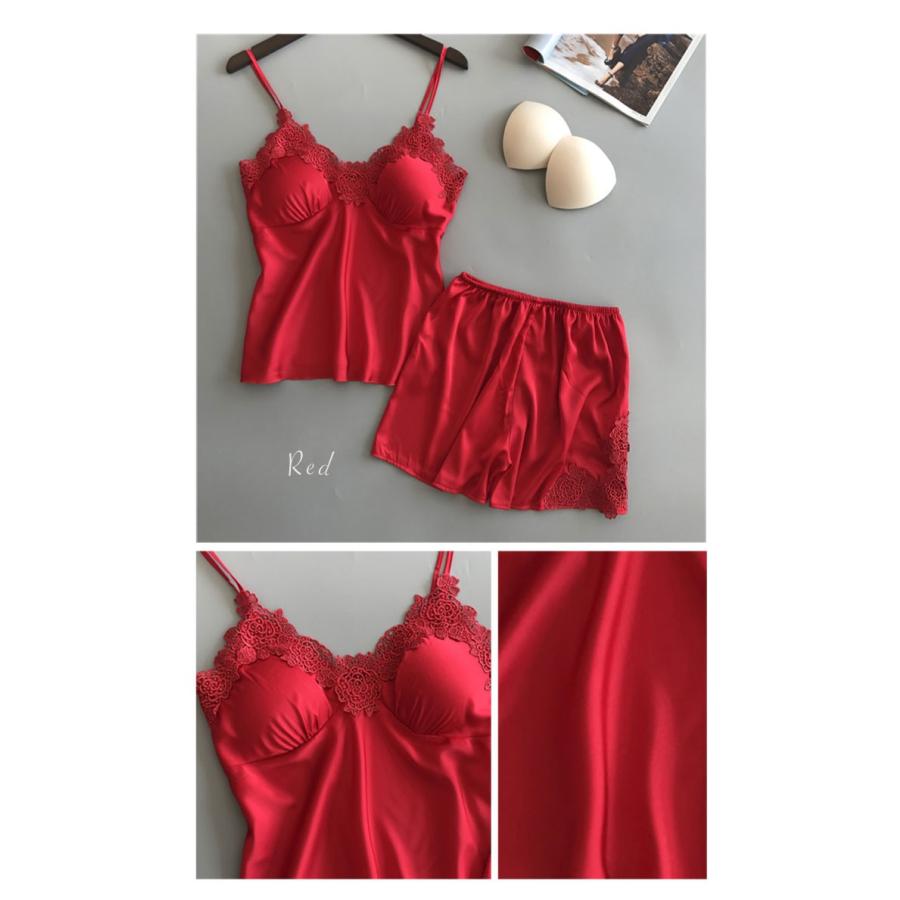 カップ付き キャミソール キュロット ランジェリー セット レディース