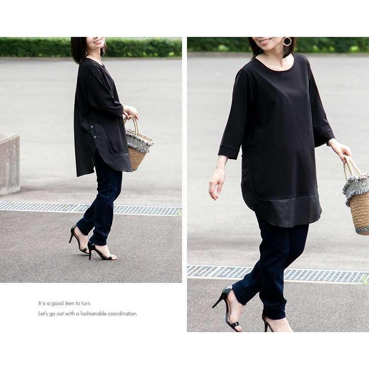 【送料無料/日本製/再入荷】 ゆったりなのに美人見えブラウス 5色 洗える 吸水速乾 強撚綿 レディース トップス カットソー チュニック ニット |  | 13