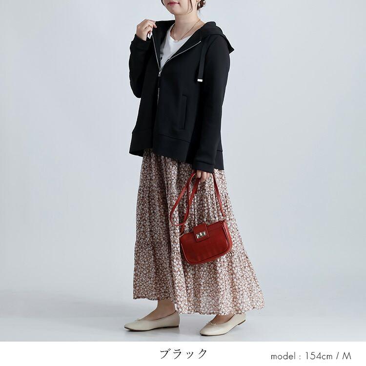 【送料無料/再入荷】 フレアパーカー 2色 M L 洗える 長袖 レディースファッション アウター ジャケット パーカー 防シワ ストレッチ ダンボールニット 春夏秋 |  | 10