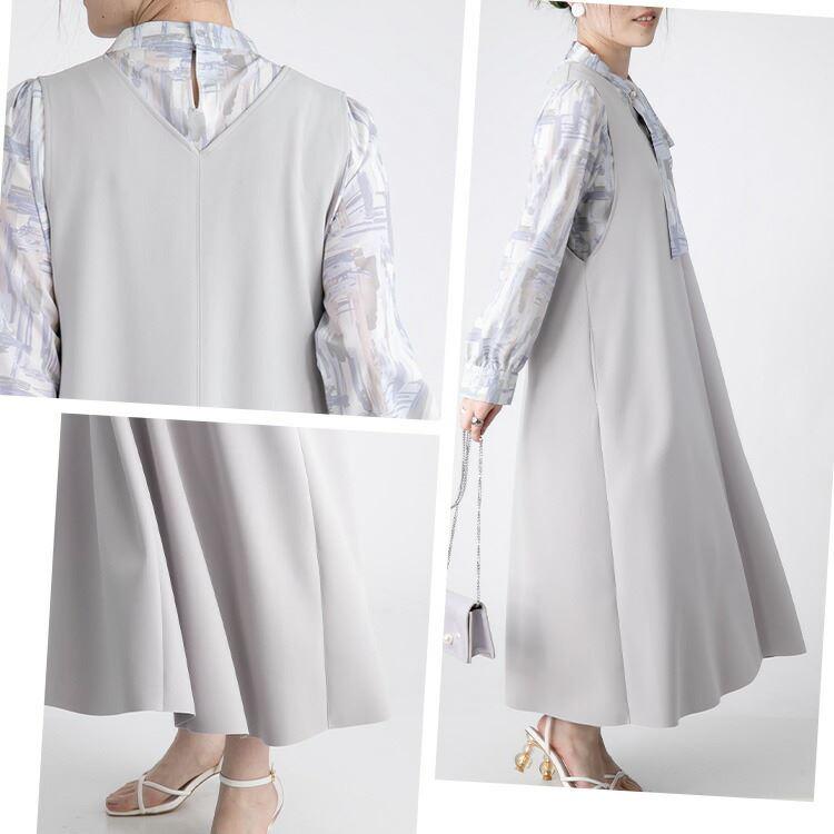 【送料無料/日本製】 きれいめジャンパースカート 洗える レディース トップス ワンピース ジャンスカ ストレッチ 体型カバー 7546 |  | 09